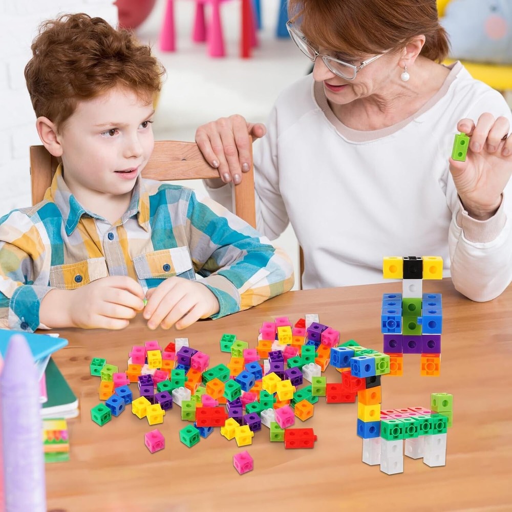 200PCS Math Linking Cubes, Connecting and Counting Snap Blocks for Early Lear...