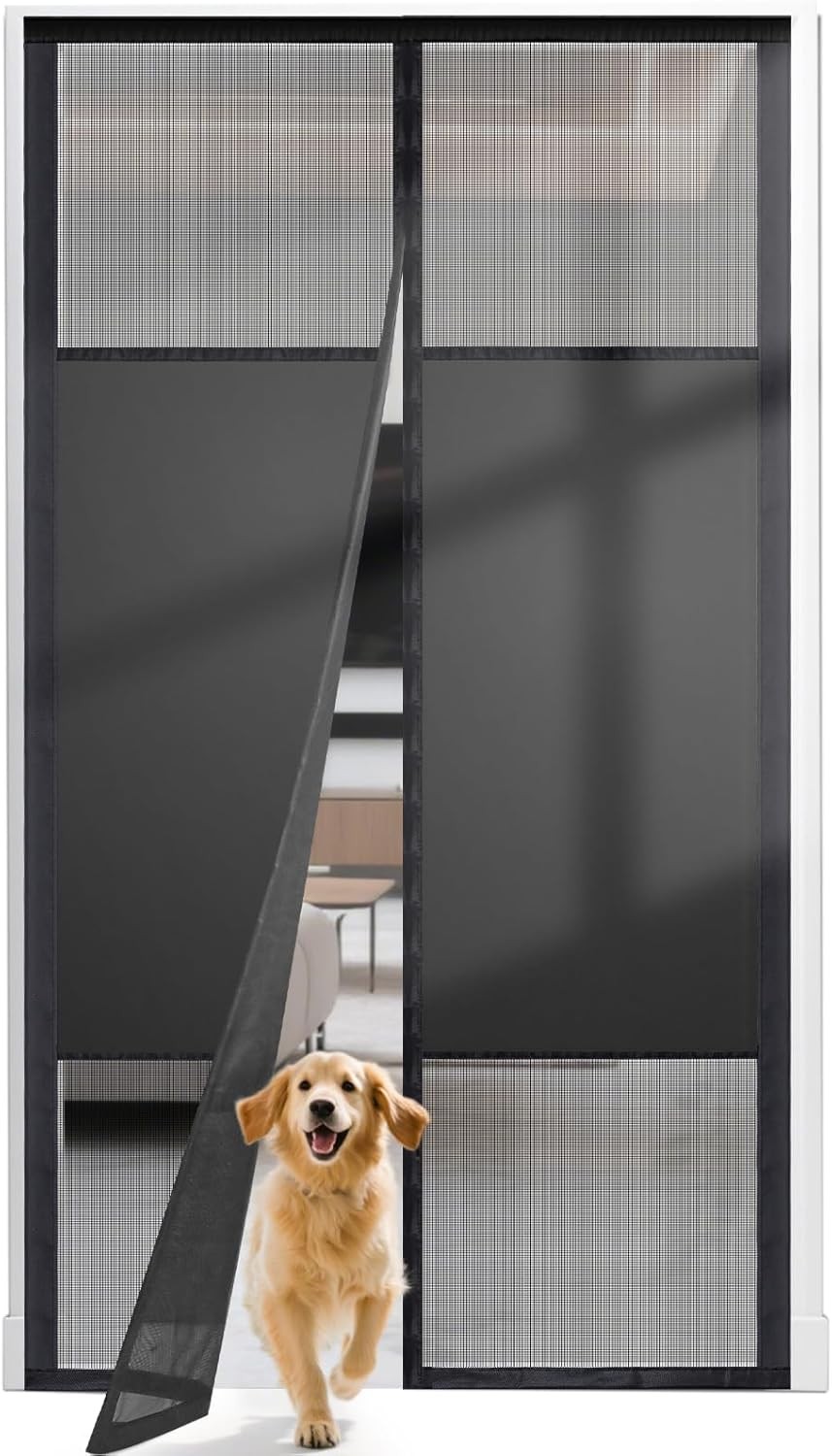 Magnetic Screen Door with Privacy Protection, Thick PET Mesh Screen Fit for Door