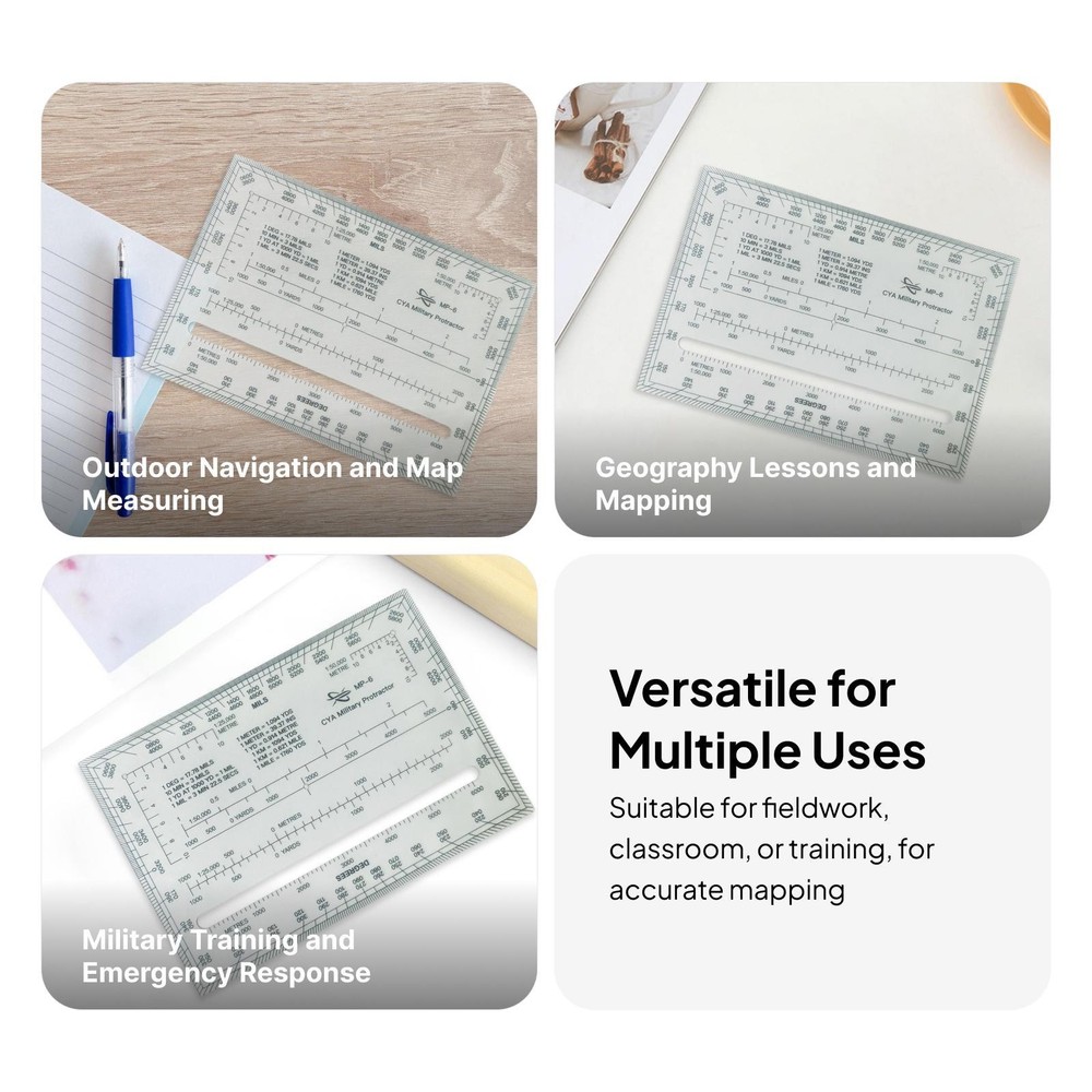 Square Protractor Ruler Map Protractor for Engineering Architecture Map Tool