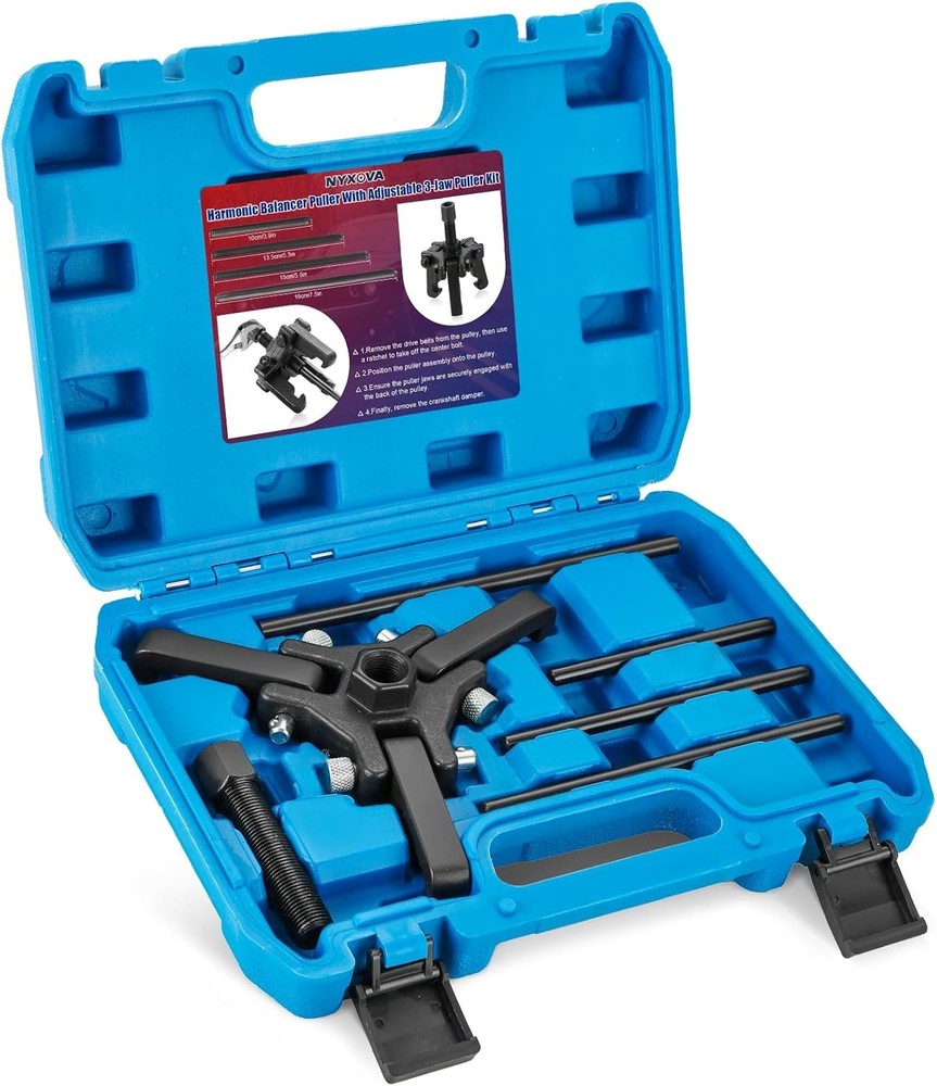 Harmonic Balancer Puller Kit, Adjustable 3-Jaw Pulley for Removing...