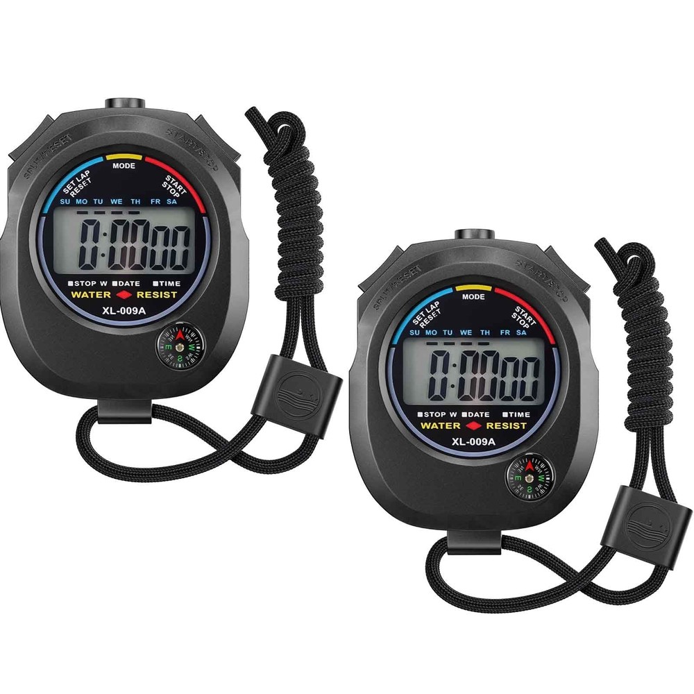 2 Pack Digital Stopwatch Timer: Large Display Multi-Function Stop Watch for S...