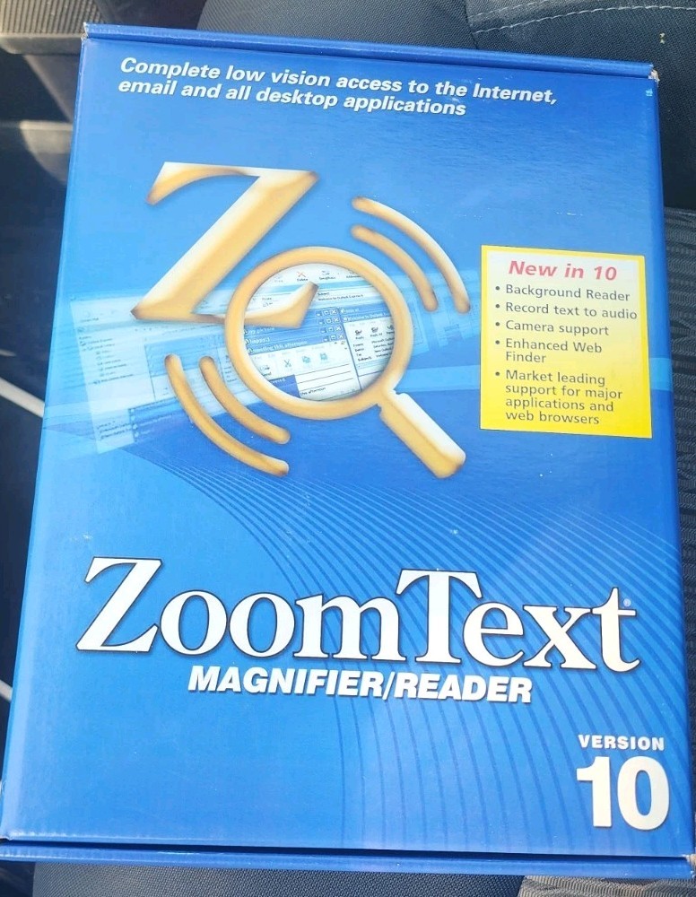 ZoomText MAGNIFIER READER Ver 10 Ai Squared Zoom WINDOWS 7/Vista/XP/ME New Seald