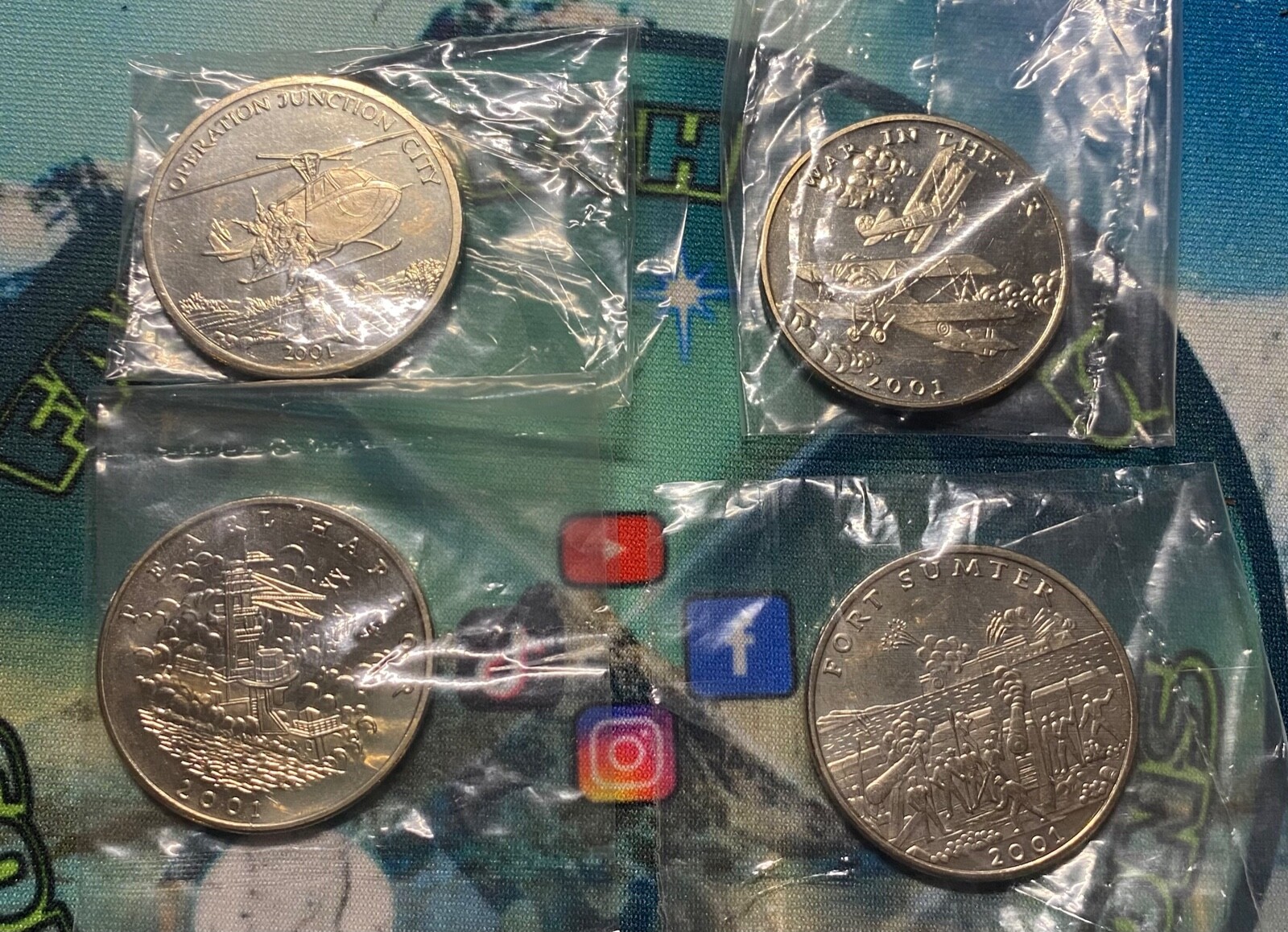 REPUBLIC OF LIBERIA 5 DOLLAR 2001 COIN 4 COINS