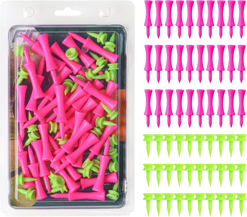 Golf Castle Tees Plastic Step Down Unbreakable Mixed Value 60 Count, 2 3/4, 2 1/