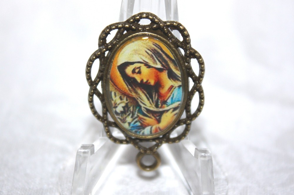 Custom Bronze Rosary Center Part/Color /Rosary Making/Sorrowful Virgin # 5