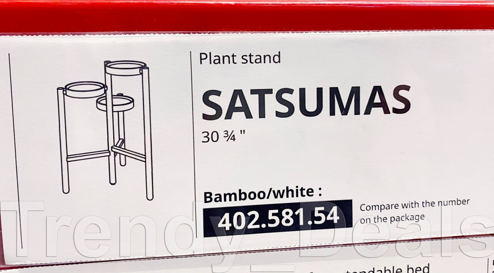 Ikea SATSUMAS Plant Stand Indoor, Bamboo/White, 30 ¾" - NEW