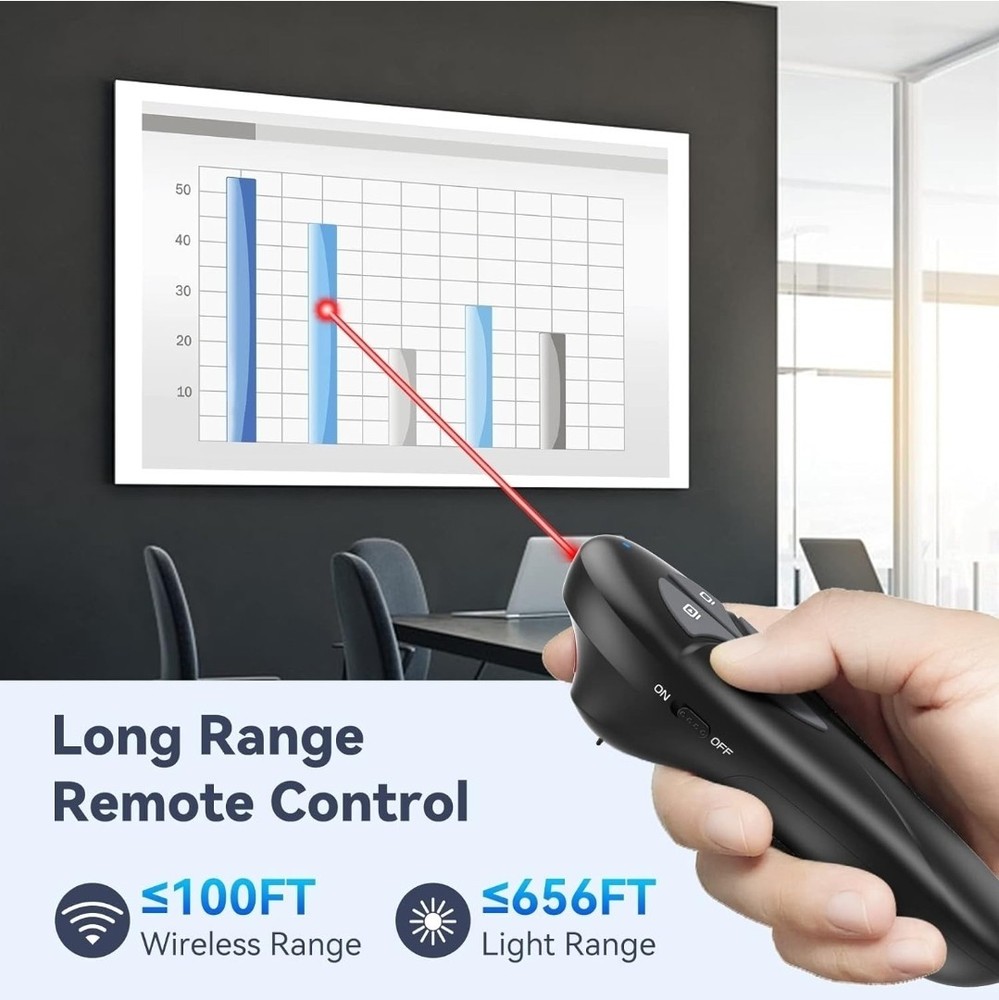 Wireless Presenter Remote USB PowerPoint Clicker with Red Laser Pointer