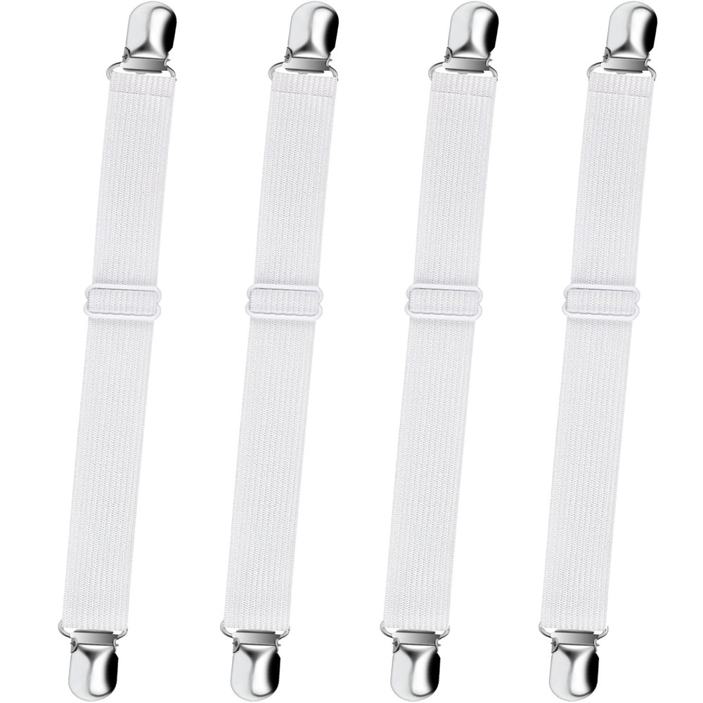 Bed Sheet Straps, Adjustable Elastic Fitted Sheet Corner Holders Straps to St...