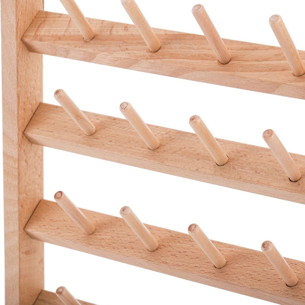 Large 2 Pack Wooden Thread Racks, 48 Spools Wall Mount Storage Organizer for ...