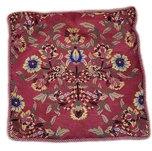 Needlepoint Pillowcase William Morris style floral pattern, 24"×24", Handmade