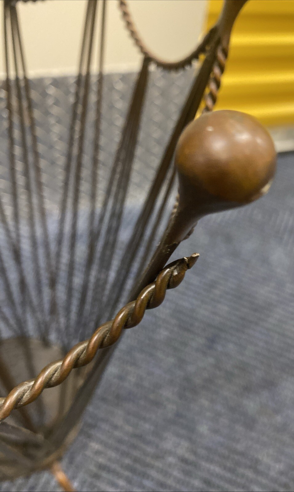 MCM Umbrella Shaped Stand Canes Umbrellas Copper Wire Wood handle 32” X 11.5”