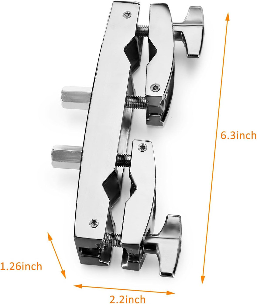 Cymbal Stand Multi-Clamp, Silver Drum Clamp Mount Adjustable Percussion Drum Kit