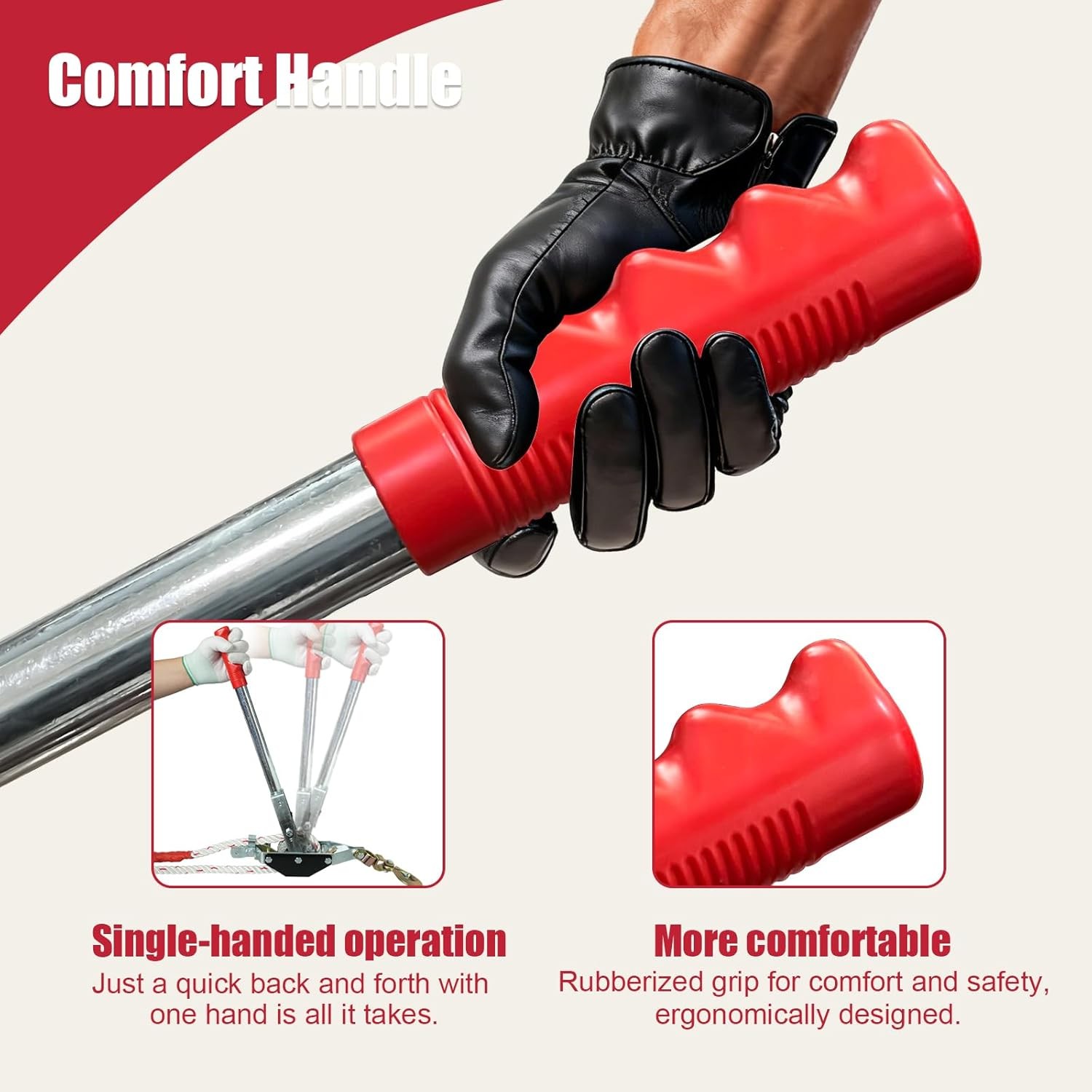 1.5 Ton 3300lb Rope Come Along Winch w/ 100' Rope