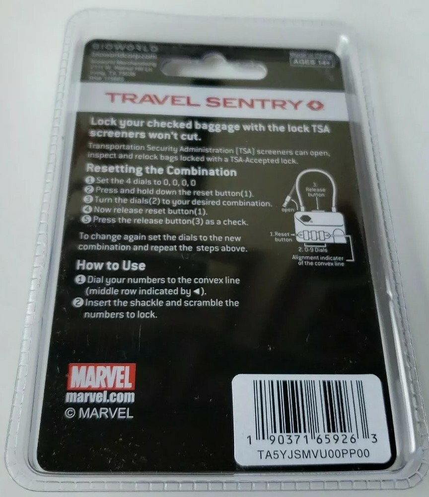 Marvel Deadpool Logo Travel Sentry Cable Dial Combination Lock TSA Accepted