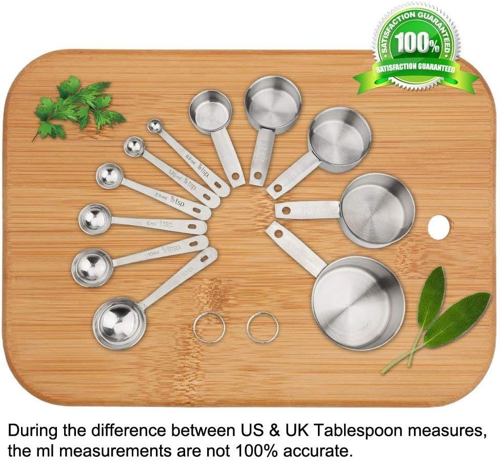 11PCS Stainless Steel Measuring Cups & Spoons Set Stackable for Cooking