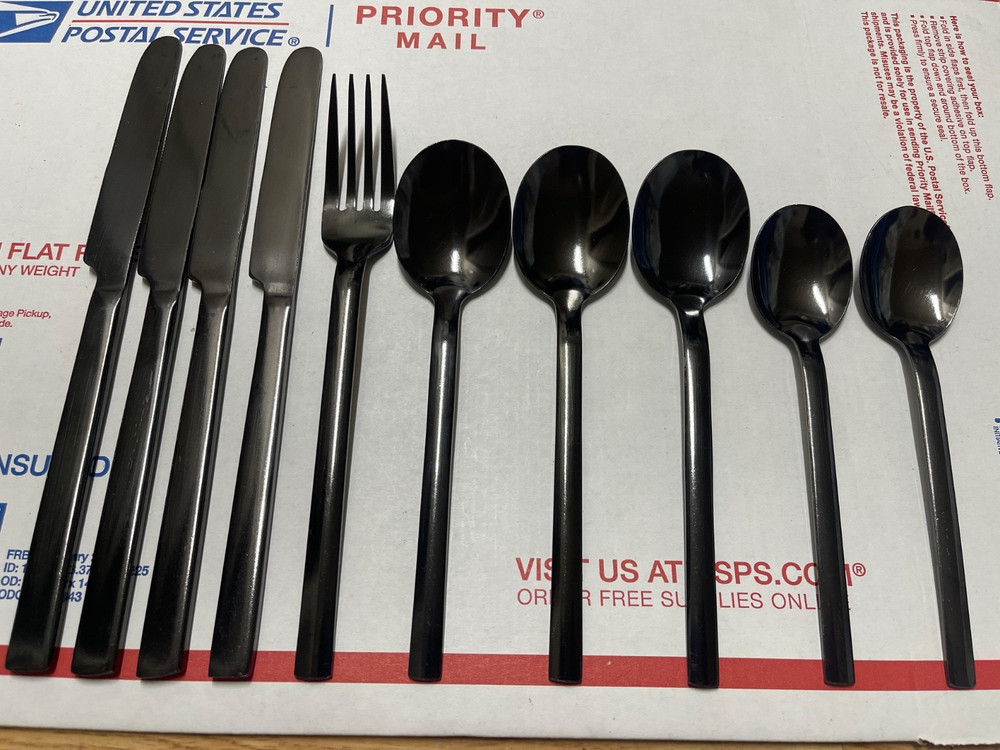 10 Black Silverware Black Stainless China
