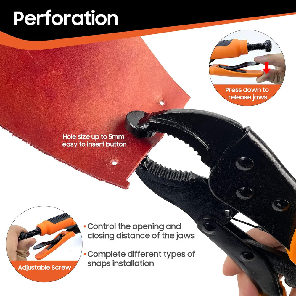 Heavy Duty Snap Fastener Tool Kit, Punching Function, Snap Button Tool with Adju