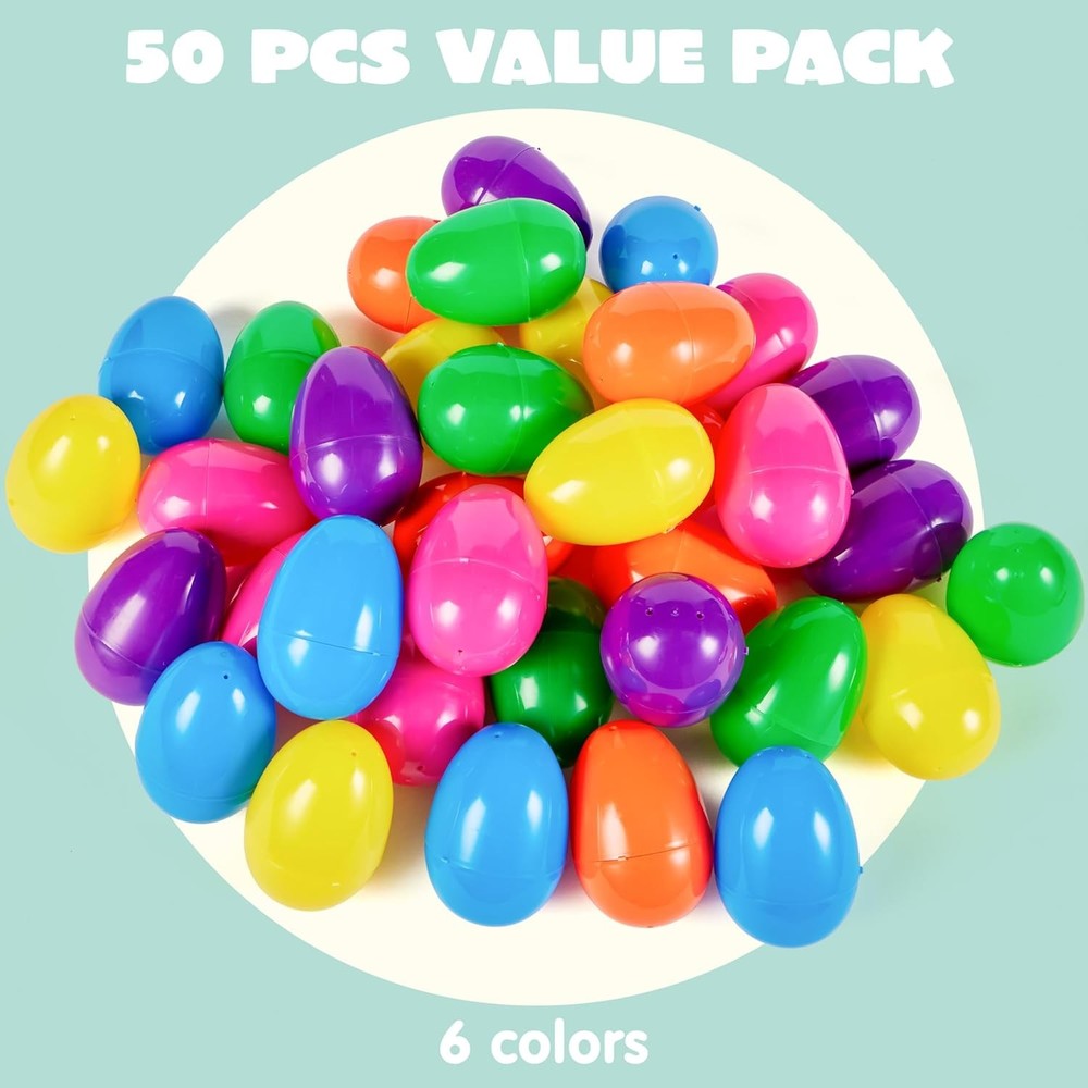 JOYIN 3.15" Easter Eggs, Fillable Plastic Eggs Empty Colorful Bright Eggshells w
