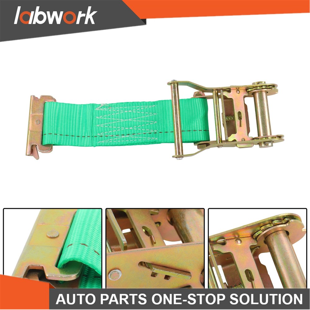 Labwork 4pcs E Track Wheel Chock +2 Pack 2" X 15' E Track Ratchet Straps
