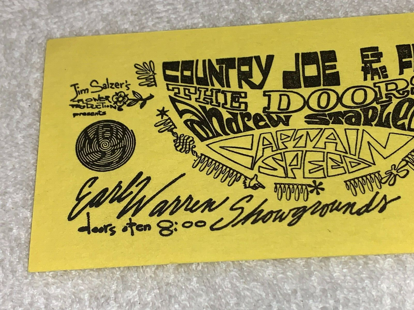 THE DOORS ORIGINAL 1967 UNUSED TICKET JIM MORRISON SANTA BARBARA Ephemera USA