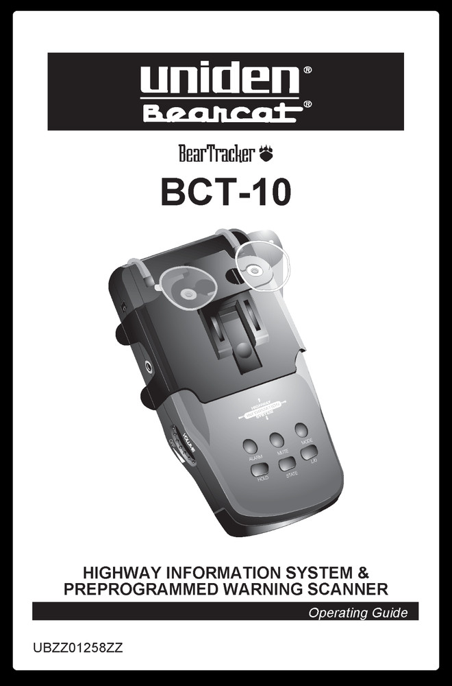 Uniden BCT-10 Bear Tracker  Instructions Operating Manual User Guide COIL BOUND
