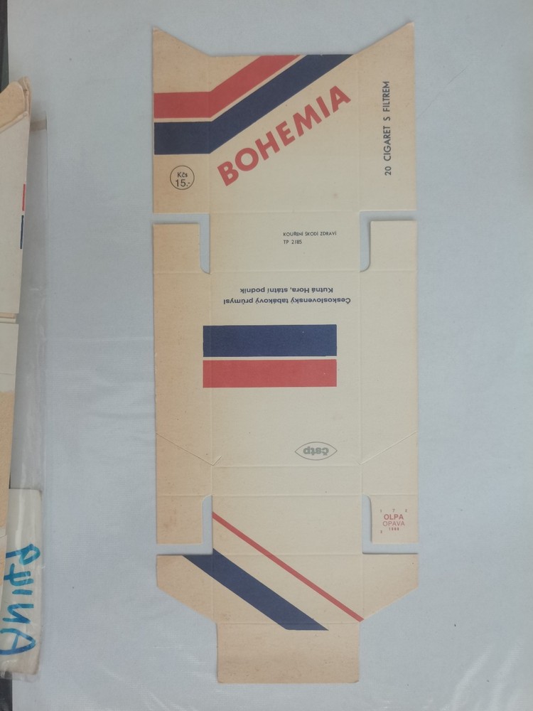 opened empty cigarette hard pack-84 mm-CZ-Bohemia