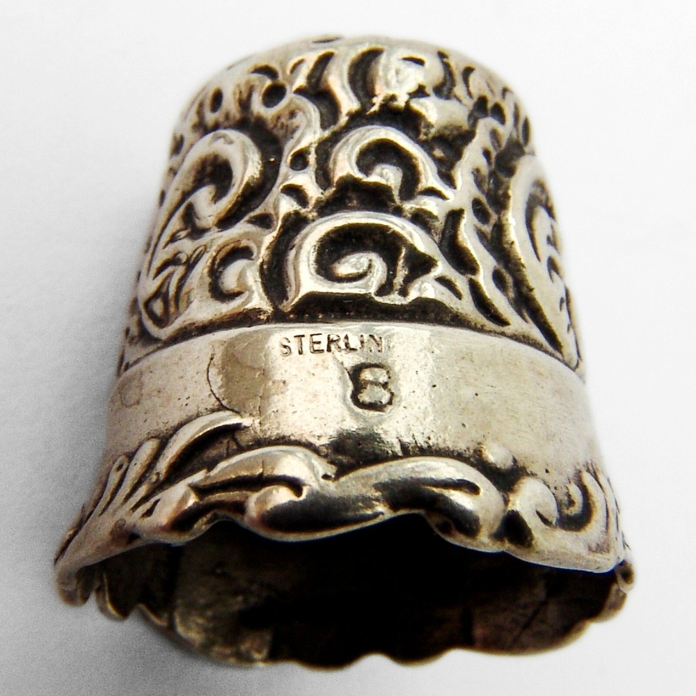 Scroll Design Thimble Sterling Silver Size 8