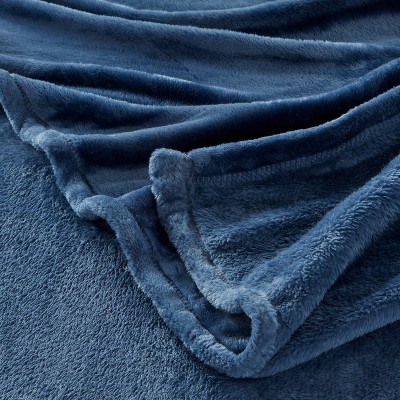 Full/Queen Microplush Bed Blanket Metallic Blue - Threshold