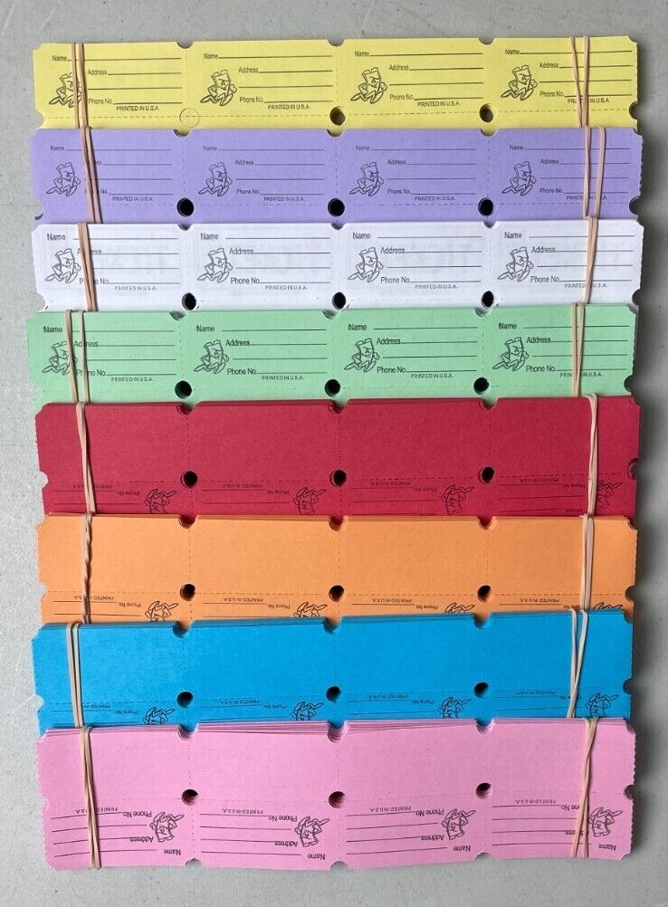 Raffle Tickets Double Stub Roll of 2000 Split the Pot 50/50 Carnival Events