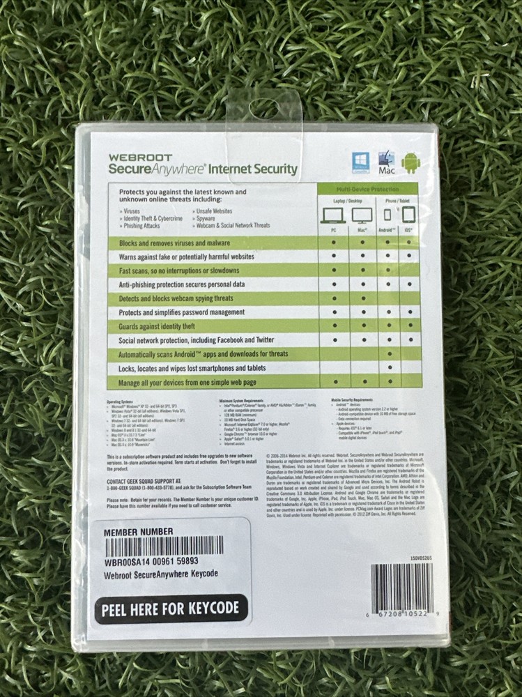 Webroot Secure Anywhere Internet Security 3 Devices for PC/MAC/Mobile NEW SEALED