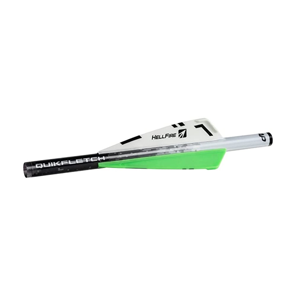 Quikfletch Hellfire Stabilizing Fletching - White/green, 3"