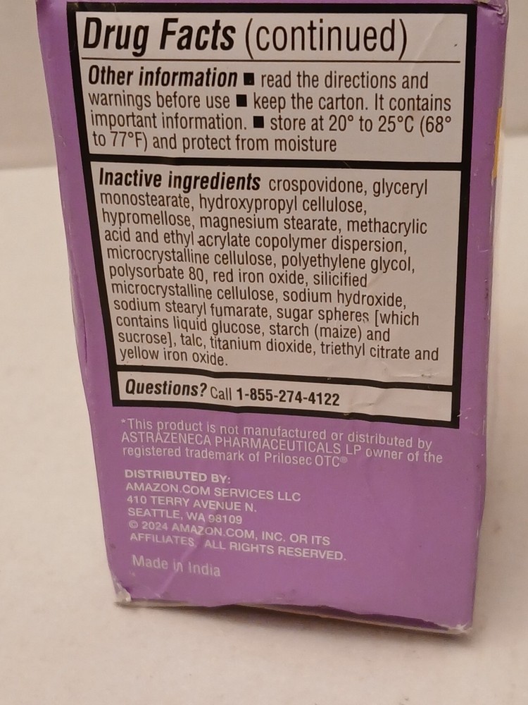 Amazon Basic Care Omeprazole Delayed Release 14 Tablets 20 mg