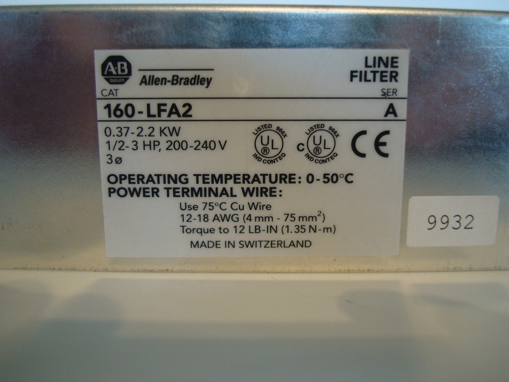 ALLEN BRADLEY 160-LFA2 LINE FILTER MODULE SERIES A