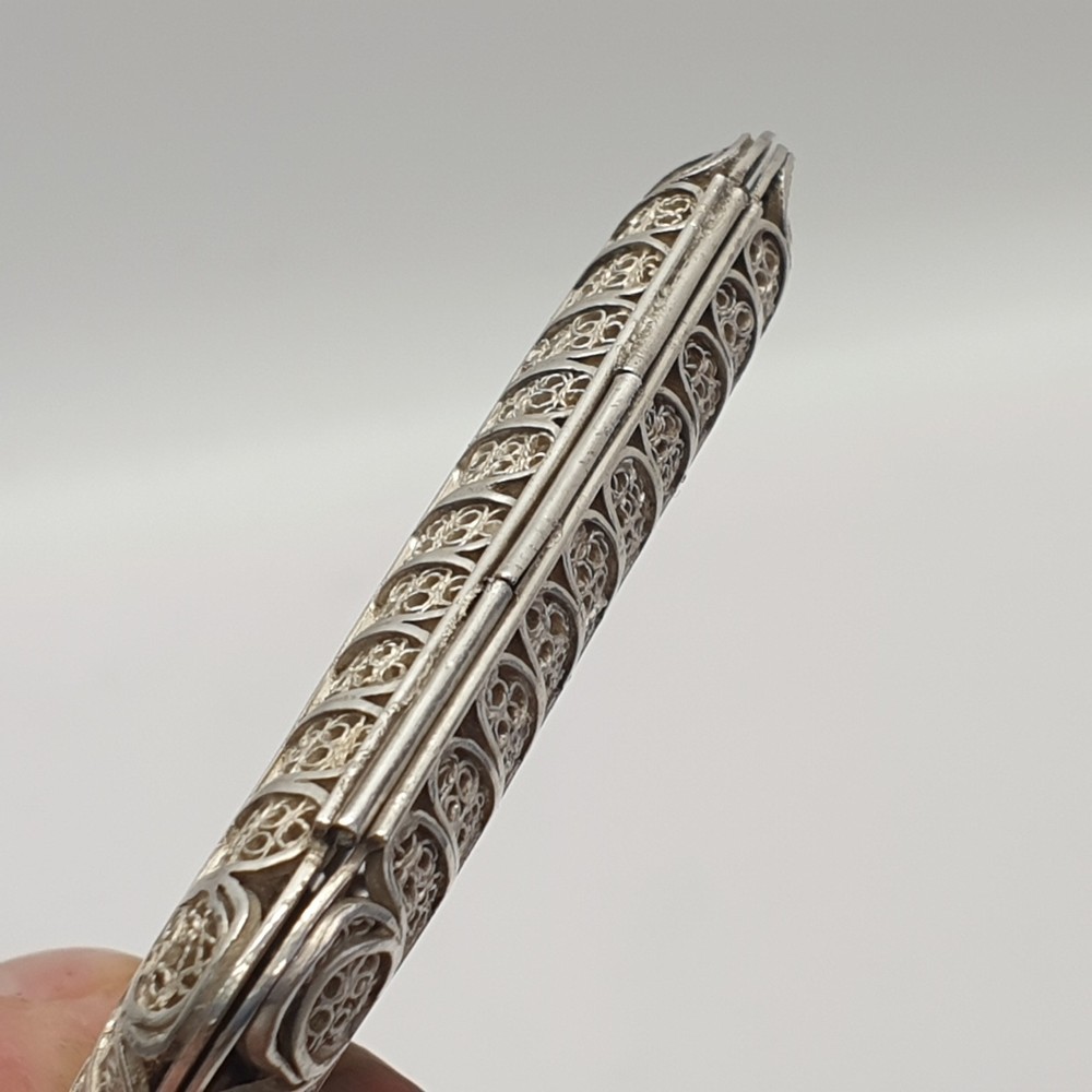 Antique Anglo Indian Solid Silver Filigree Cigarette Case