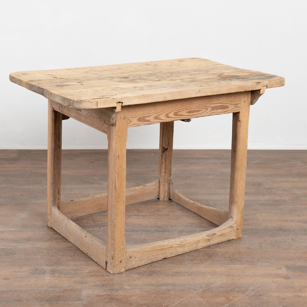 19th Century Rustic Pine Side Table with Single Drawer