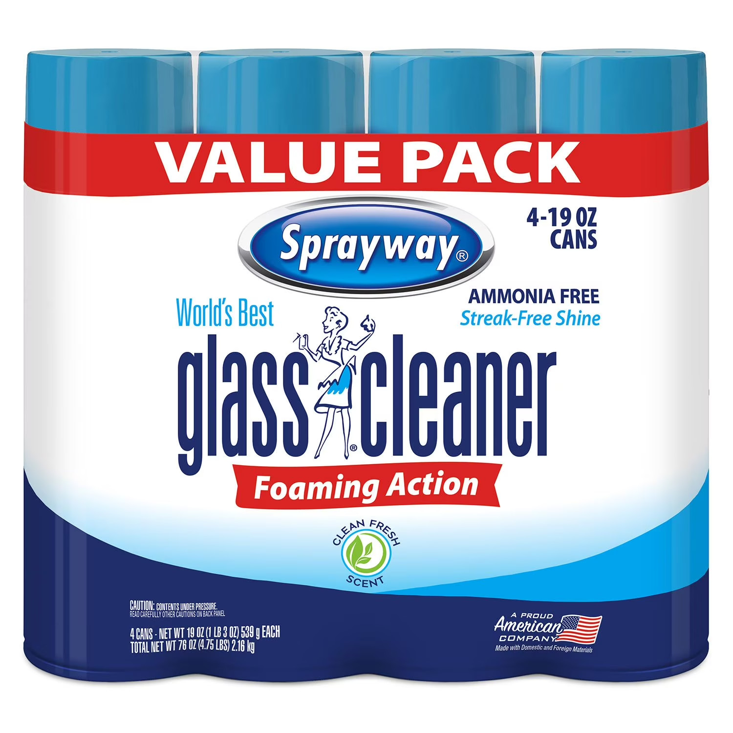 Sprayway Glass Cleaner 19 Ounce Pack of 4 Streak Free Shine - FREE SHIPPING