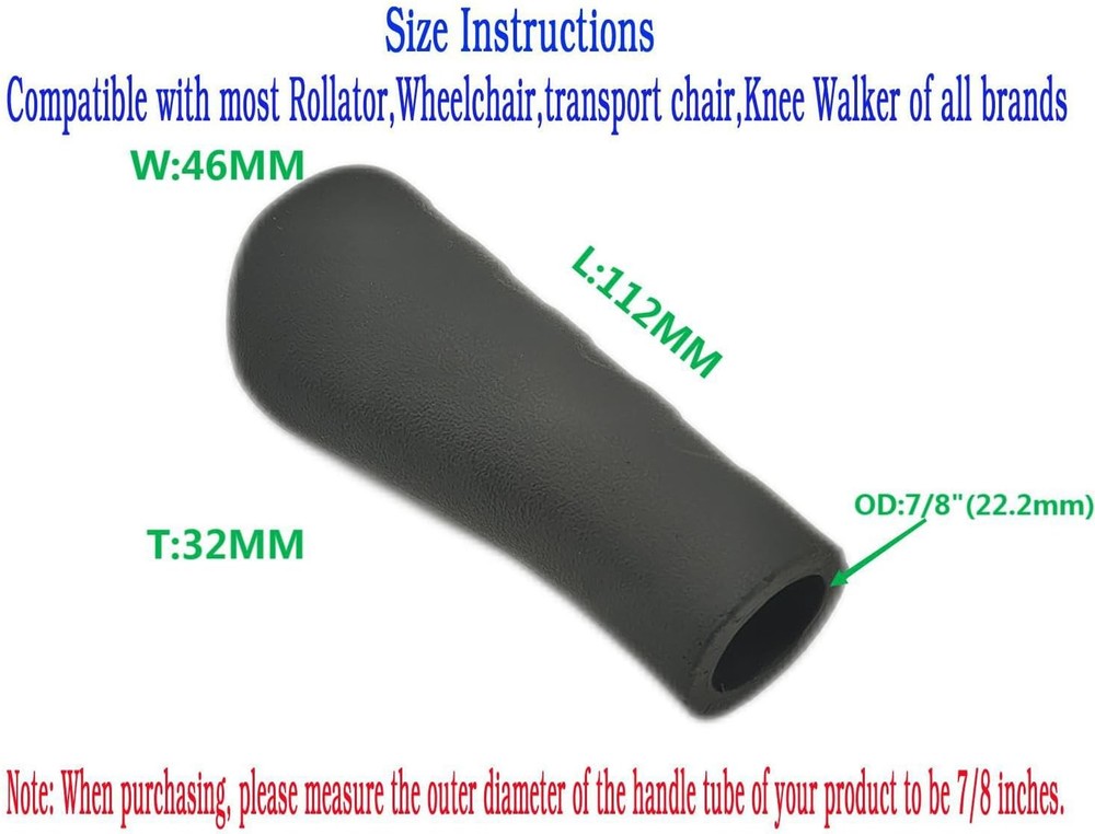 2Pk Universal Rollator Hand Grip Mobility Disabled Walker Handgrips Replacement