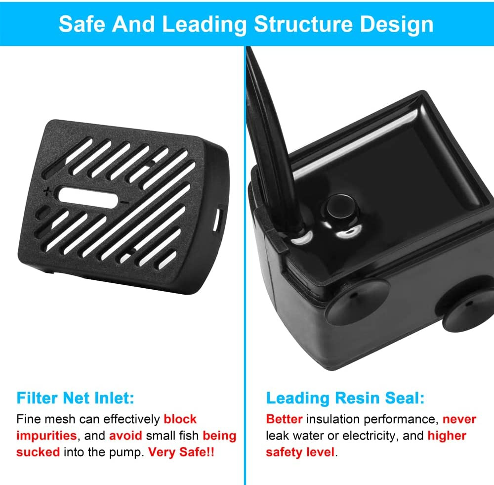 50GPH 3W Small Submersible Water Pump Mini Fountain Pump Ultra Quiet for Aquariu