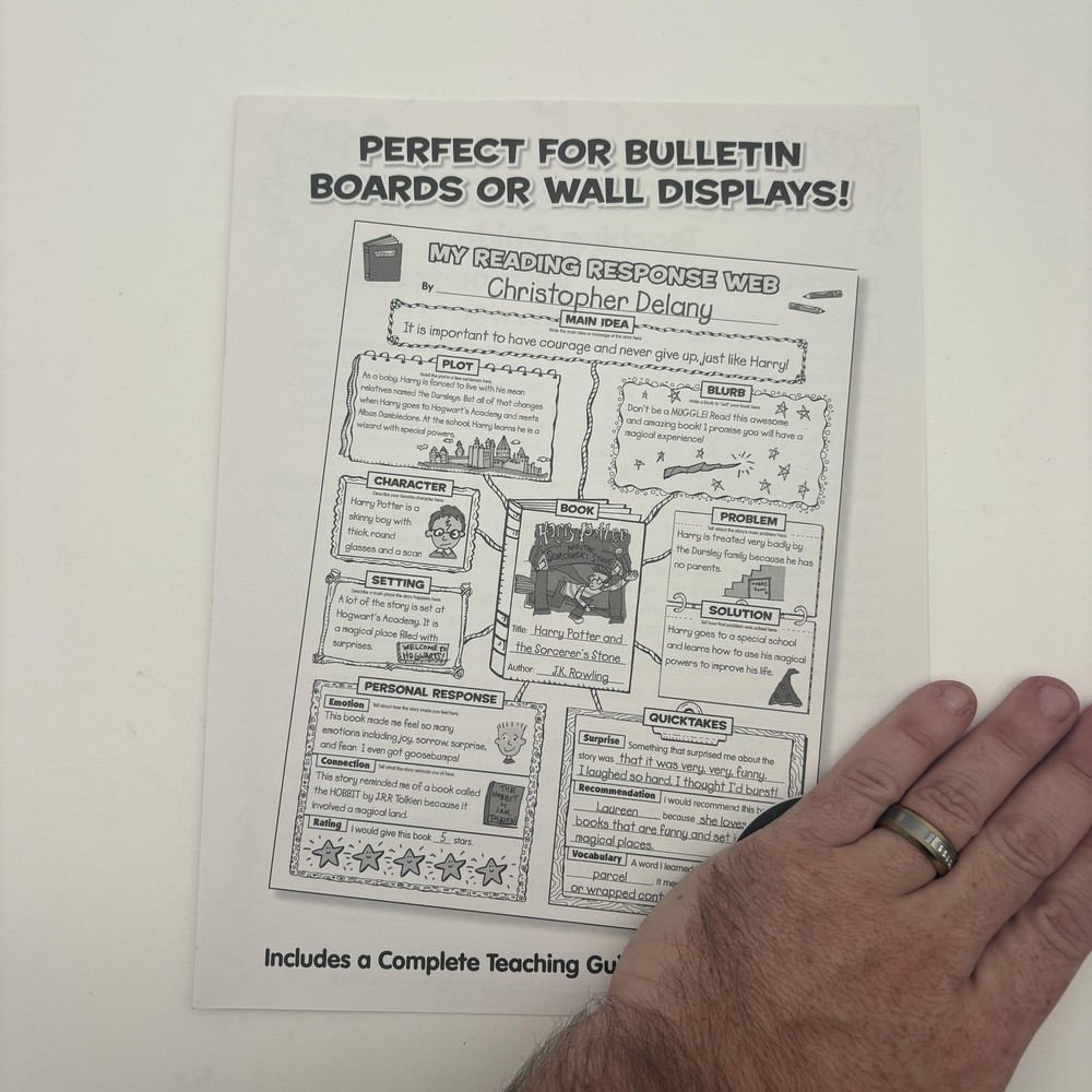 Scholastic My Reading Response Web Graphic Organizer Posters Guide Set White