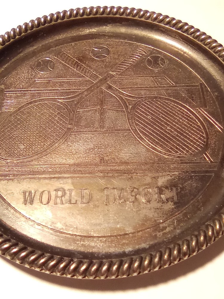 TENNIS SILVER PLATED DISH WORLD IMPORT GREAT FOR ANY OLDER COLLECTION!