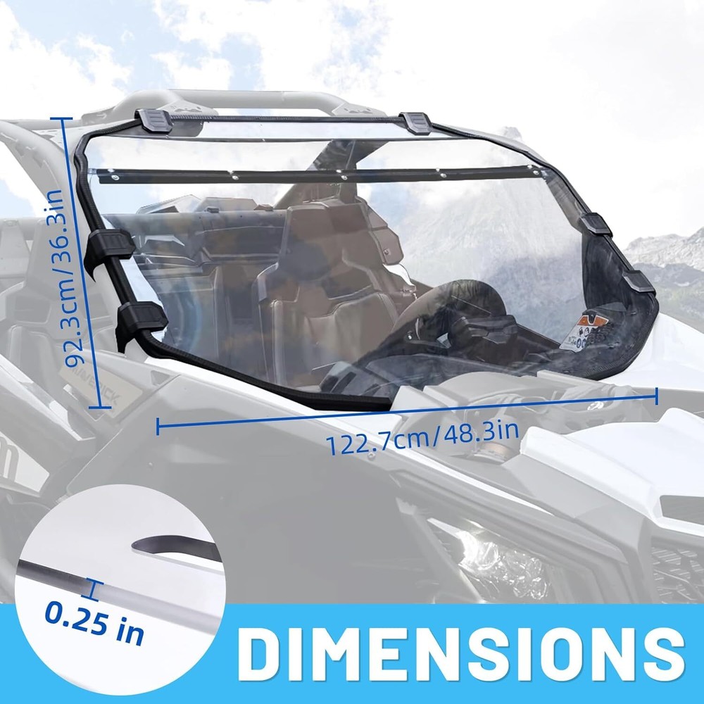 Scratch Resistant Front Windshield for Can-Am Maverick 3 MAX All Model 2017-2023