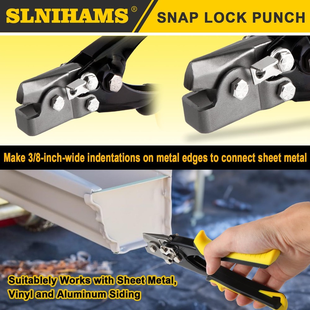 Snap Lock Punch Tool for Sheet Metal, 9”Gutter End Cap Crimper Tools for Viny...