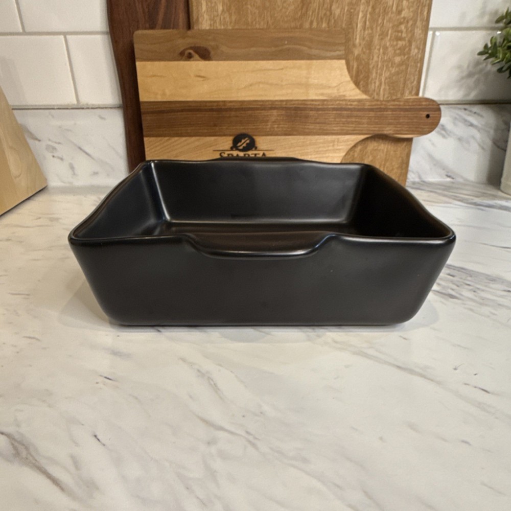 Rae Dunn Black Square Ceramic Baking Dish 'Feeling Spooky'