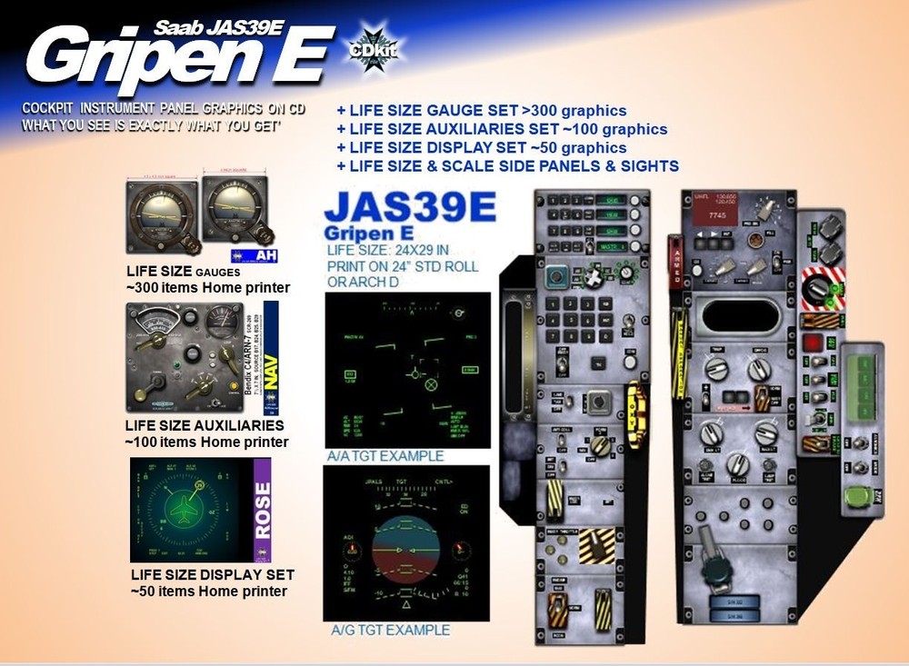 GRIPEN E COCKPIT instrument panel CDkit