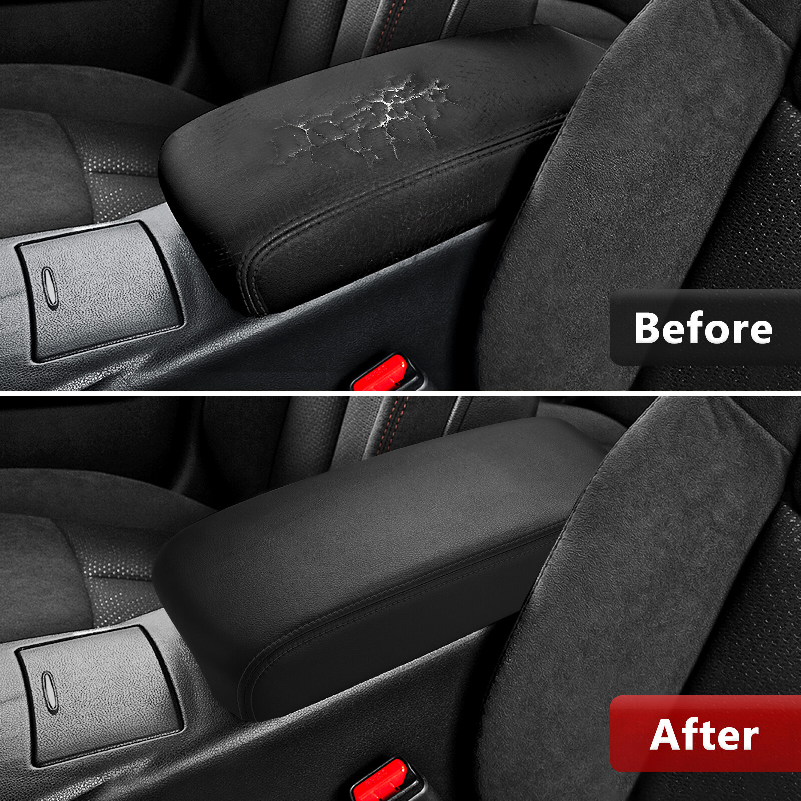 Fits 2013-2018 Nissan Altima Leather Console Lid Armrest Replacement Cover Black