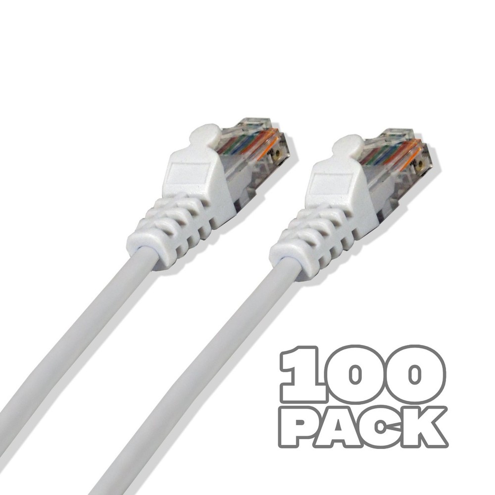 100 Pack - 2ft Cat5e Cable Ethernet LAN Network RJ45 Patch Cord Internet White