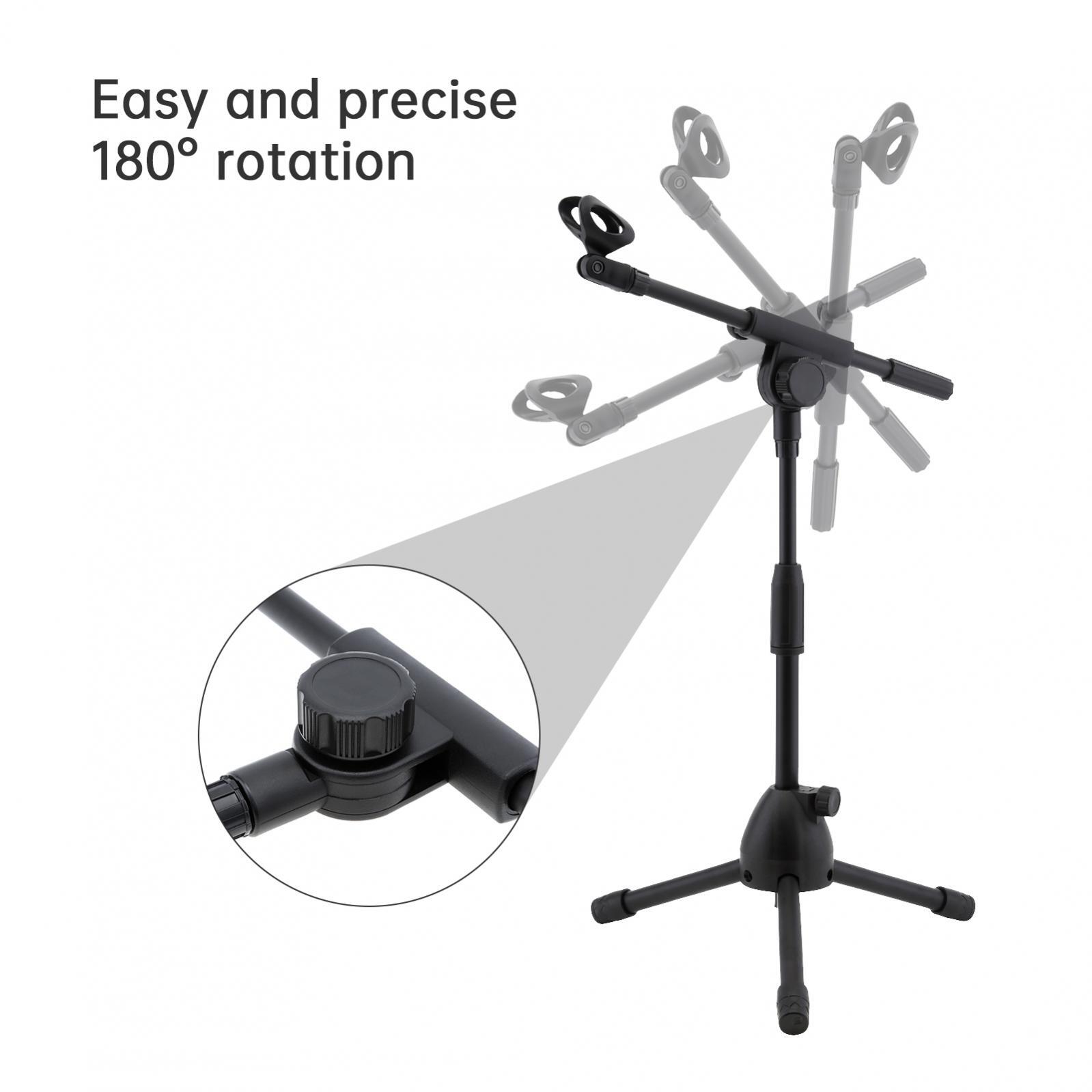 Portable Tripod Mic Stand Heavy Duty Adjustable Holder Floor Microphone Boom Arm