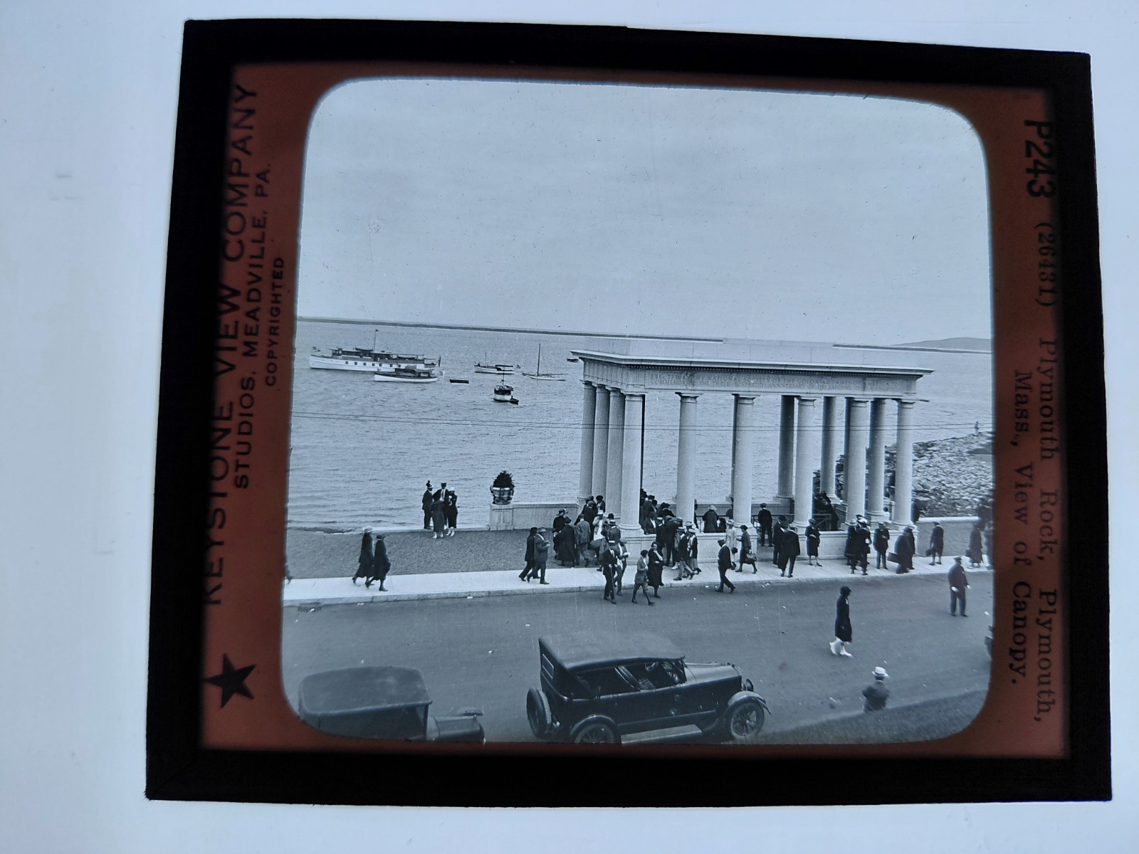 Magic Lantern Glass Slide Photo Keystone P243 Plymouth Rock Canopy Massachusetts