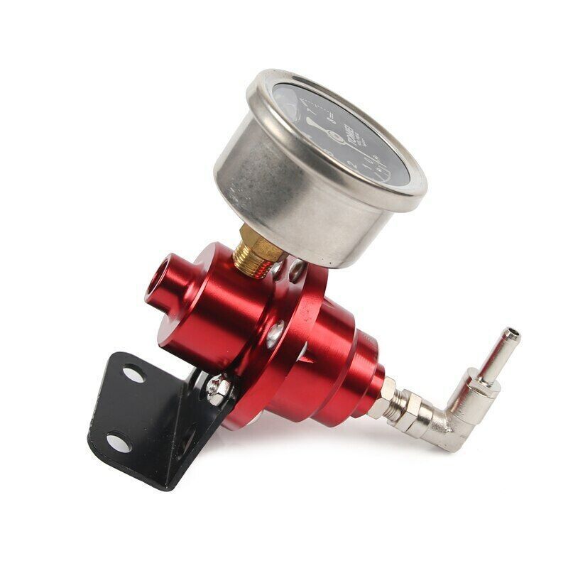 Aluminum Universal Adjustable Fuel Pressure Regulator + Gauge+ Fitting Kit