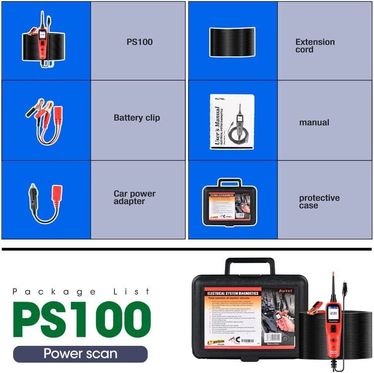 Autel PowerScan PS100 Diagnostic Tool Electrical System 12/24V Circuit Test Lead